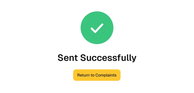 Successful submission screen from McDonald’s Quality Management